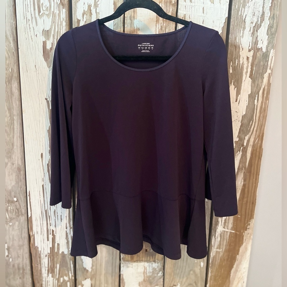 Lands End Outfitters Navy size small peplum scoop neck top - Picture 4 of 5